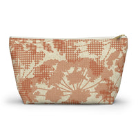 Floral Plaid Accessory Pouch w T-bottom in Orange